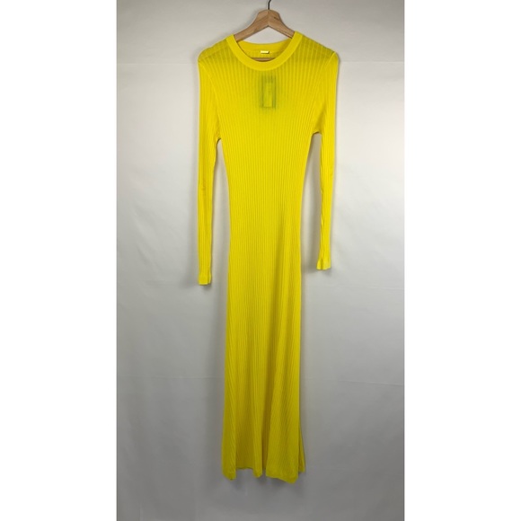 NWT Dodo Bar Or Sara Long Sleeve Open Back Knit Maxi Dress Yellow - Picture 2 of 12